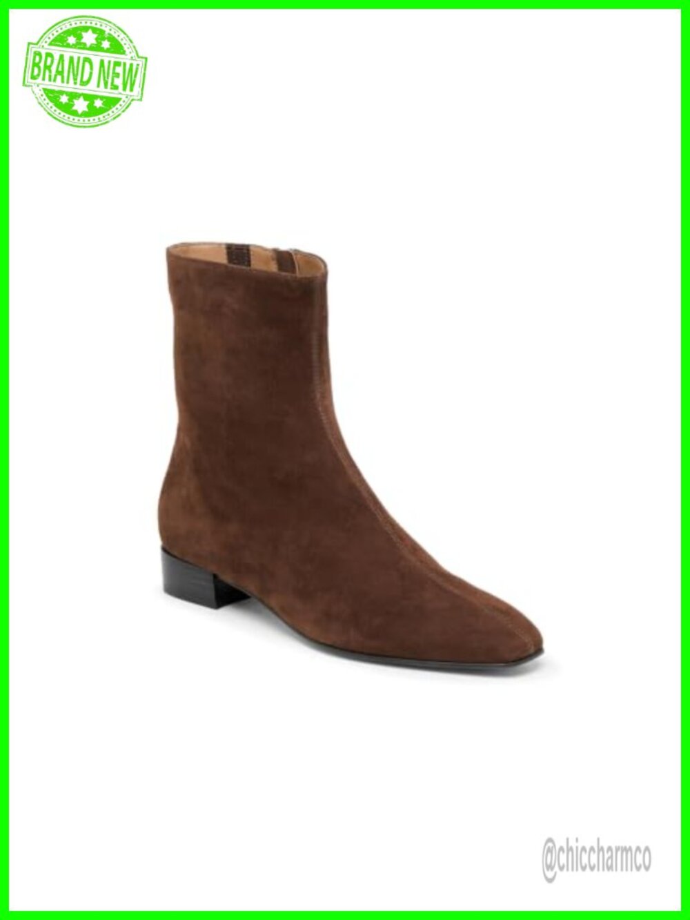 Womens Ankle Boots Chunky Low Heel Square Toe Zipper Dress Booties